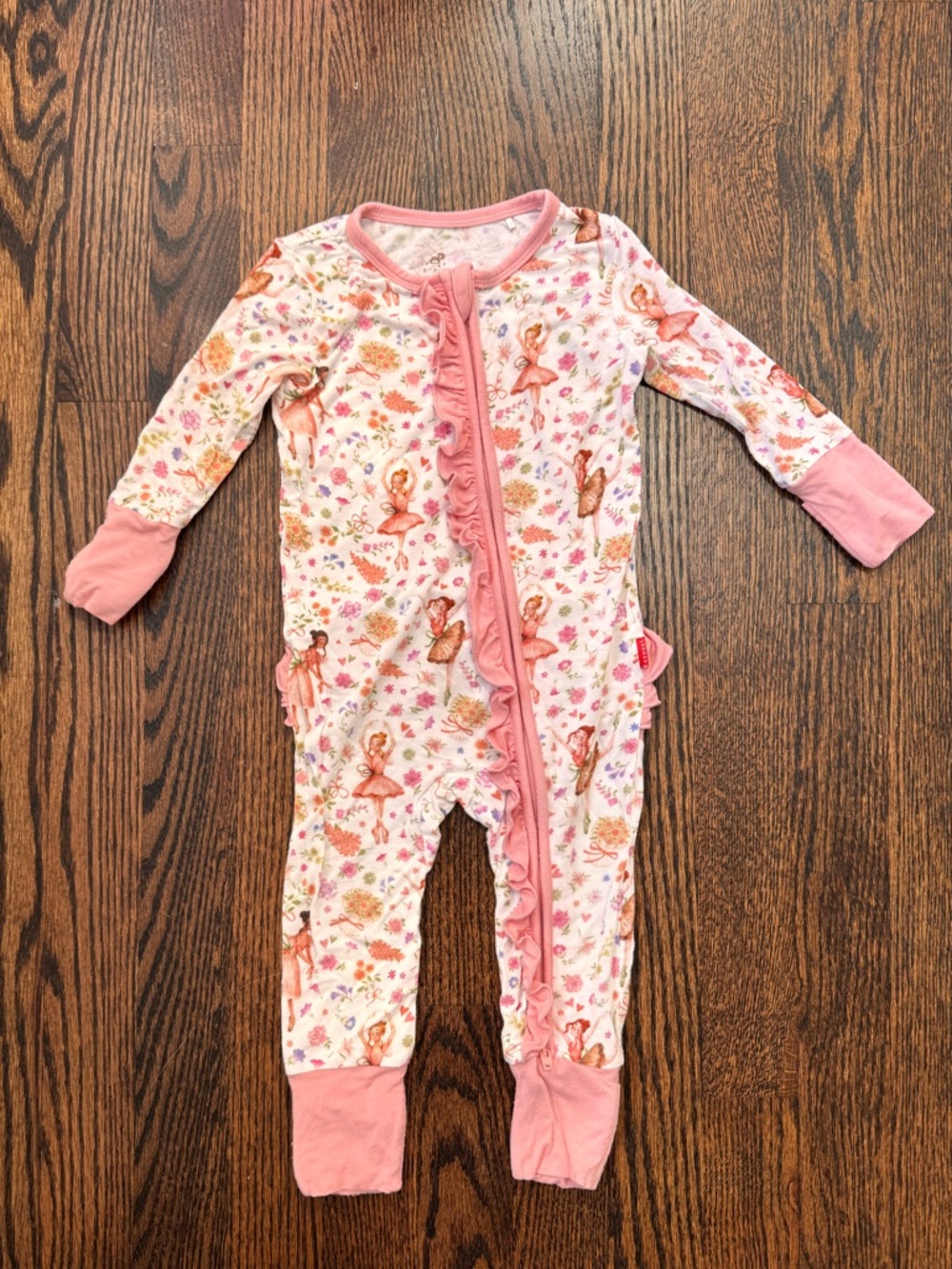 EASWEET Bamboo Viscose Ruffled Convertible Footie Pajamas - Ballet Girl